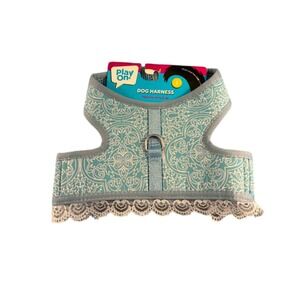 Play On Dog Harness‎ Small Teal Damask Lace Trim New Pet Vest Adjustable Mesh